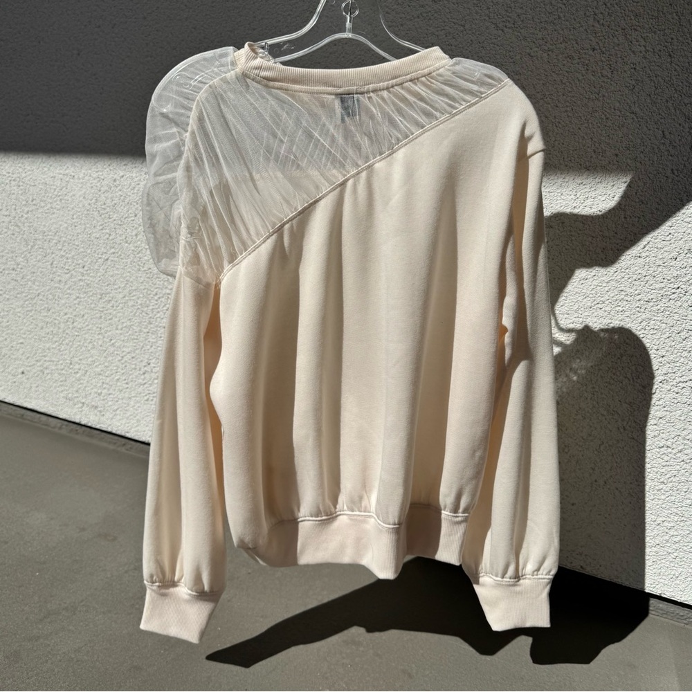 Anthropologie Maeve Sheer-Shoulder Pullover Knit Top NWT small ivory - Picture 3 of 6